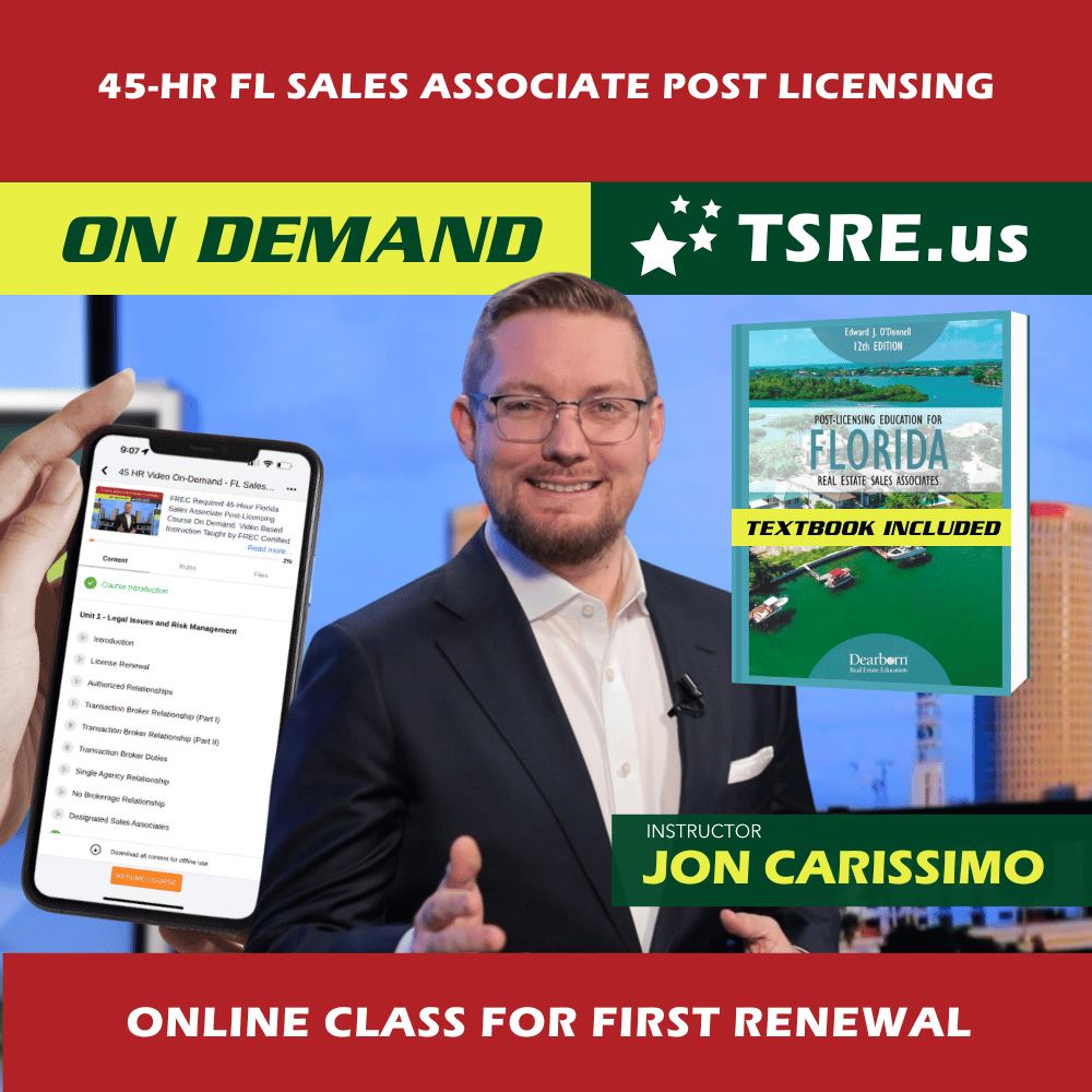 FL 45-HR Online Post License Course (Video On-Demand) SLPOST-ONLINE learn.at.tsre.us