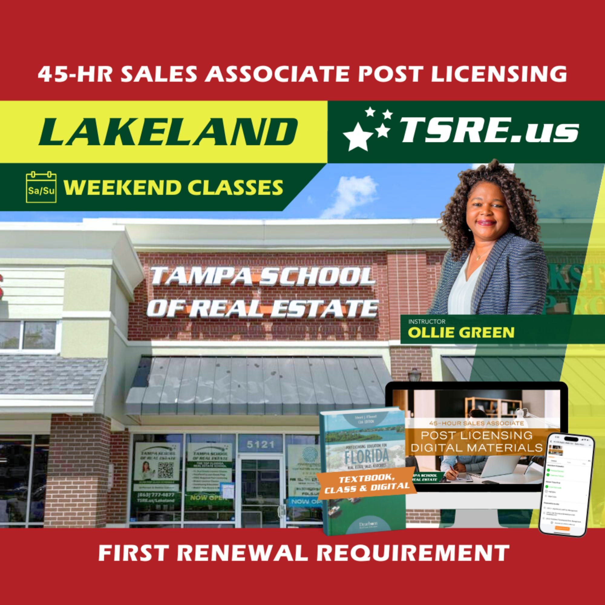 Lakeland | Mar 7 9:00am | 45-HR FL Post Licensing Course SLPOST TSRE Lakeland | Tampa School of Real Estate Full Tuition