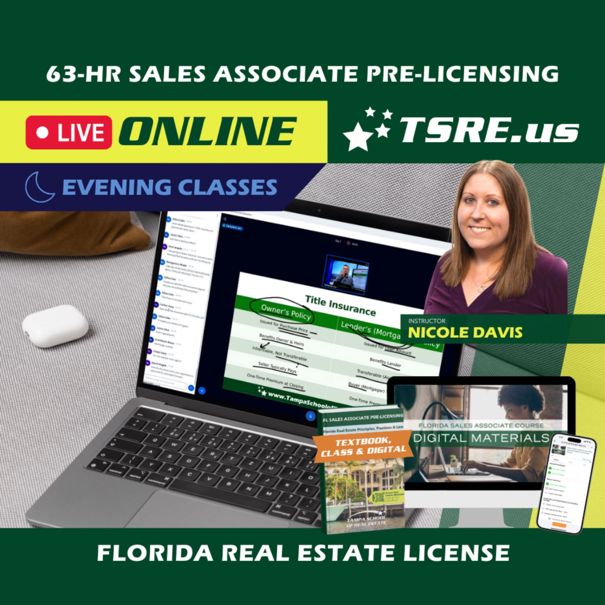 LIVE Online | Jan 6 6:30pm | 63-HR FL Real Estate Classes SLPRE TSRE LIVE Online | Tampa School of Real Estate Full Tuition