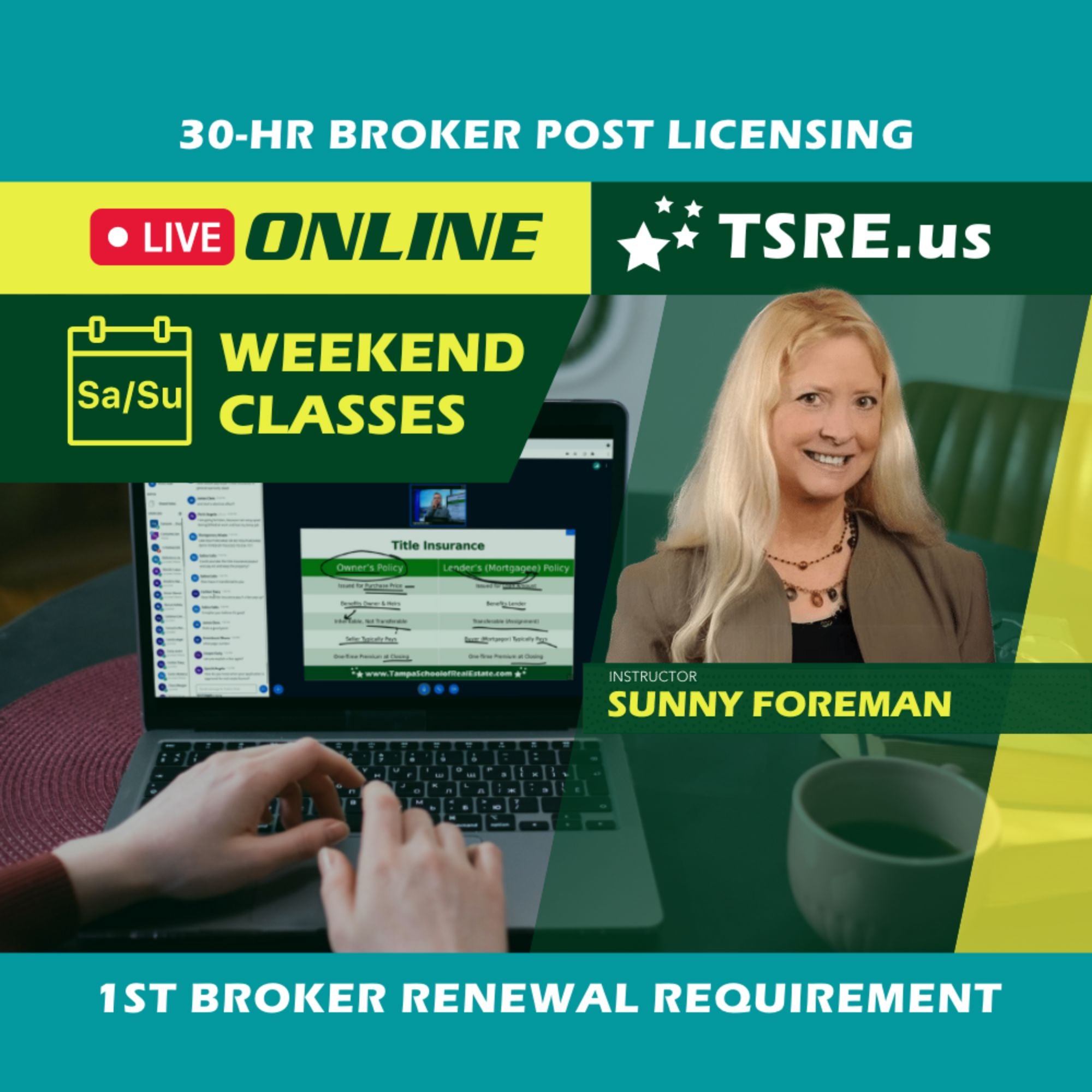 LIVE Online | Sep 12 9:00am | 30-HR Broker Post: Management BKMGMT TSRE LIVE Online | Tampa School of Real Estate