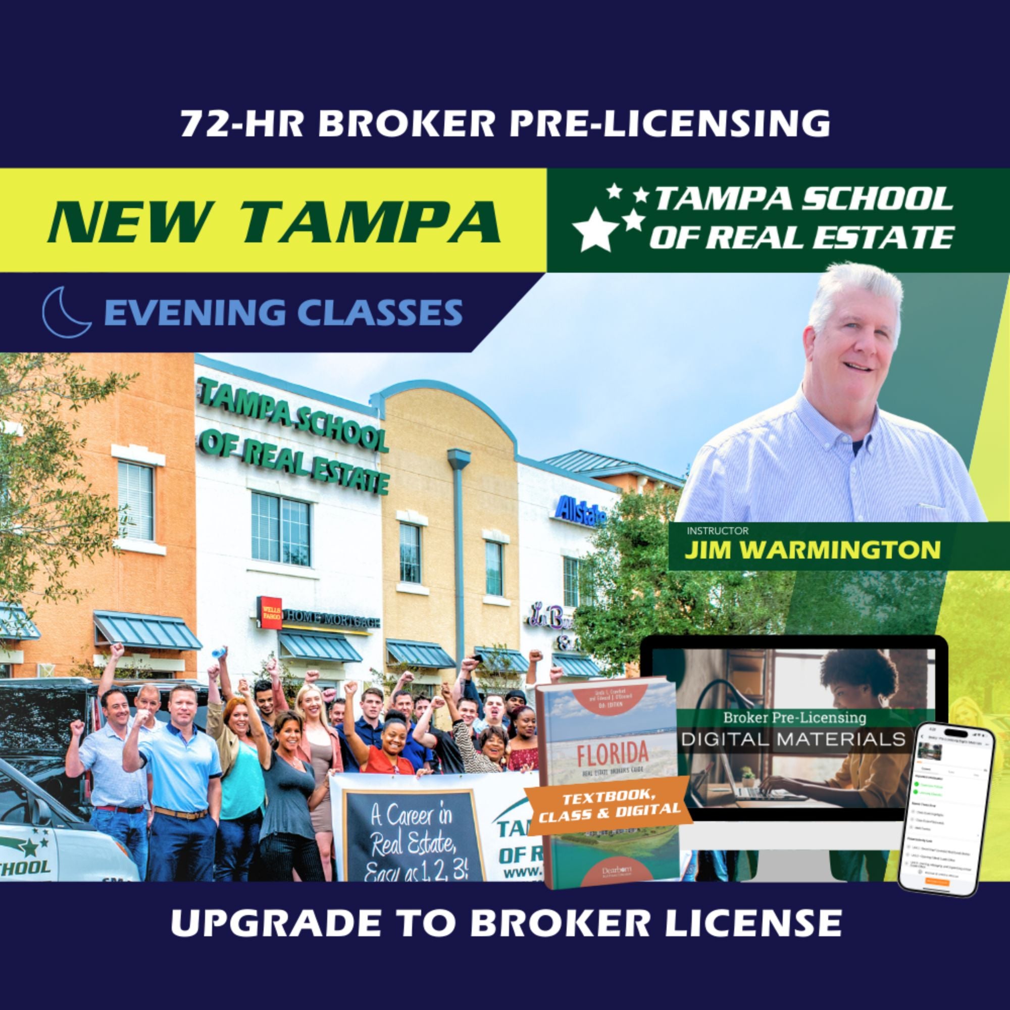 New Tampa | Aug 3 6:00pm | 72-HR FL Broker Pre-Licensing Classes BKPRE TSRE New Tampa | Tampa School of Real Estate Full Tuition