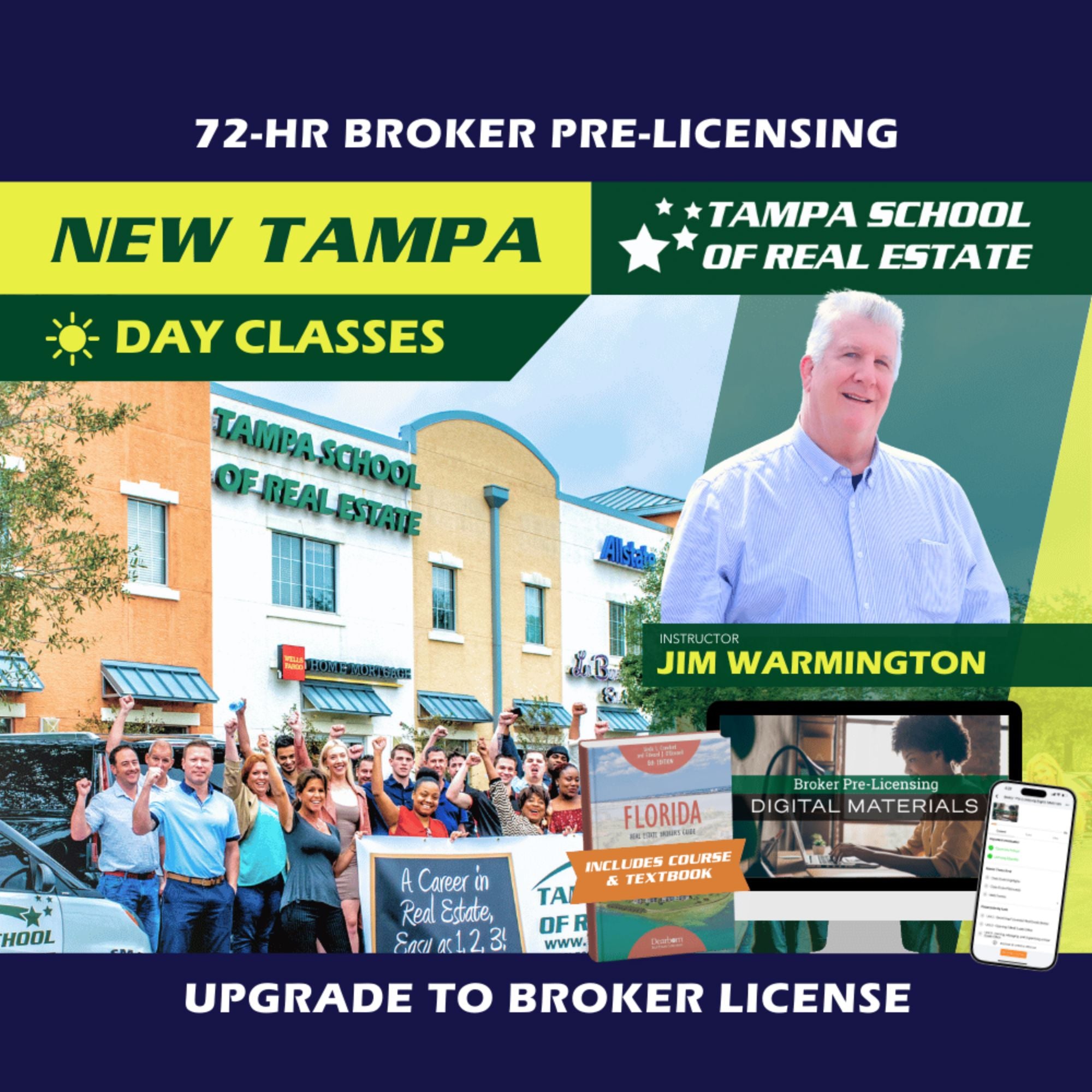 New Tampa | Feb 16 9:00am | 72-HR FL Broker Pre-Licensing Classes BKPRE TSRE New Tampa | Tampa School of Real Estate Full Tuition