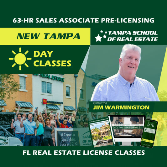 New Tampa | Jul 8 9:00am | 63-HR FL Real Estate Classes SLPRE TSRE New Tampa | Tampa School of Real Estate 