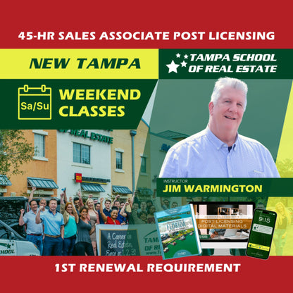 New Tampa | May 4 8:30am | 45-HR FL Post Licensing Course SLPOST TSRE New Tampa | Tampa School of Real Estate 