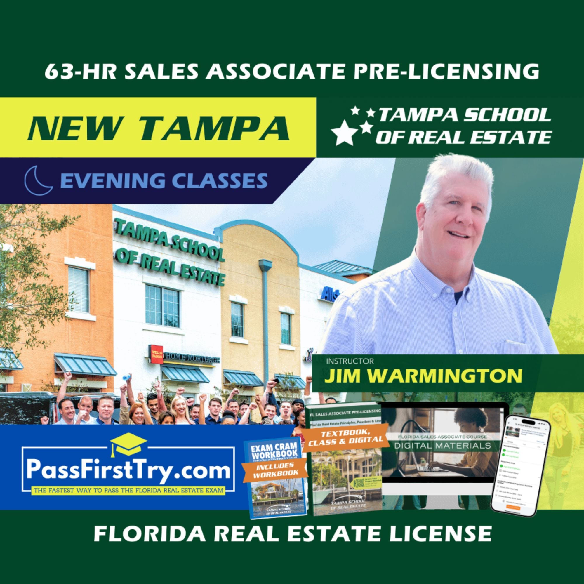 New Tampa | Nov 3 6:30pm | 63-HR FL Real Estate Classes SLPRE TSRE New Tampa | Tampa School of Real Estate + PassFirstTry.com Study Tools
