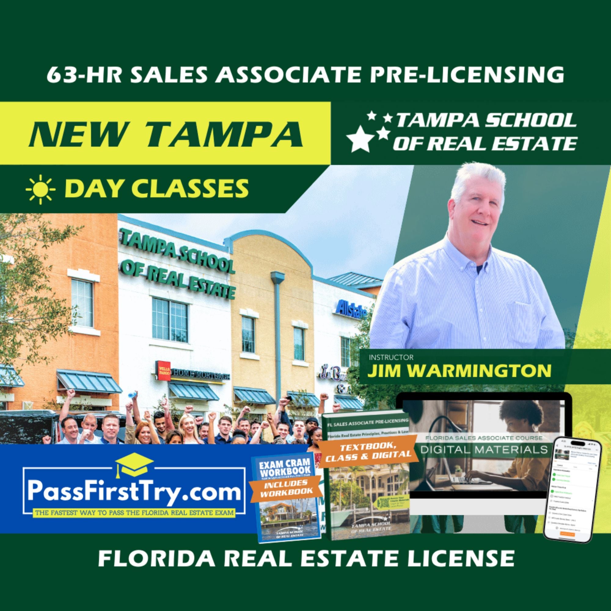 New Tampa | Oct 6 8:30am | 63-HR FL Real Estate Classes SLPRE TSRE New Tampa | Tampa School of Real Estate + PassFirstTry.com Study Tools