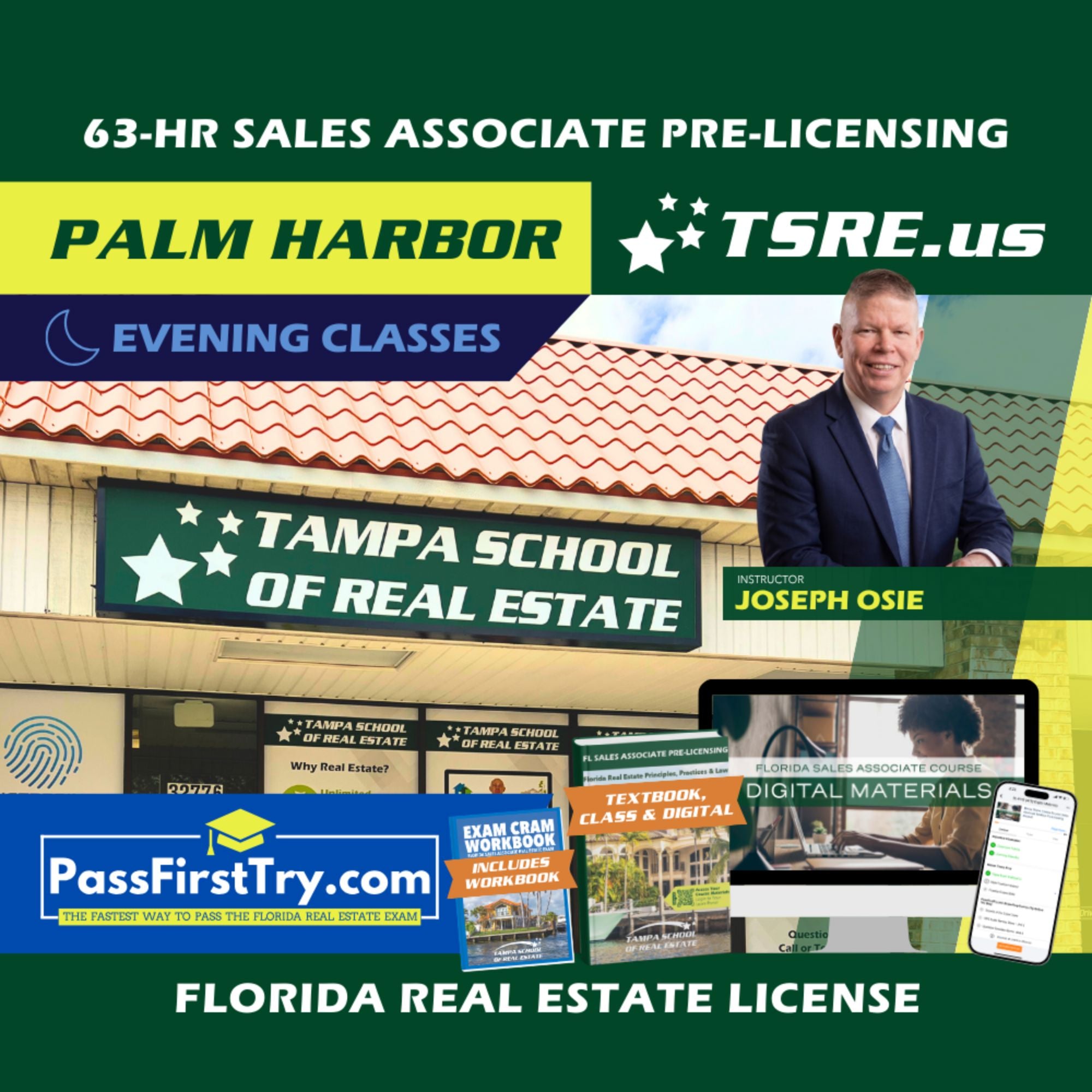 Palm Harbor | May 19 6:30pm | 63-HR FL Real Estate Classes SLPRE TSRE Palm Harbor | Tampa School of Real Estate + PassFirstTry.com Study Tools