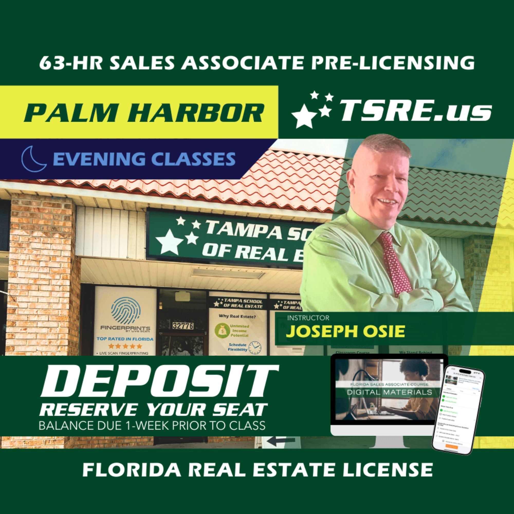 Palm Harbor | Sep 23 6:30pm | 63-HR FL Real Estate Classes SLPRE TSRE Palm Harbor | Tampa School of Real Estate Deposit - Balance Due Prior to Class