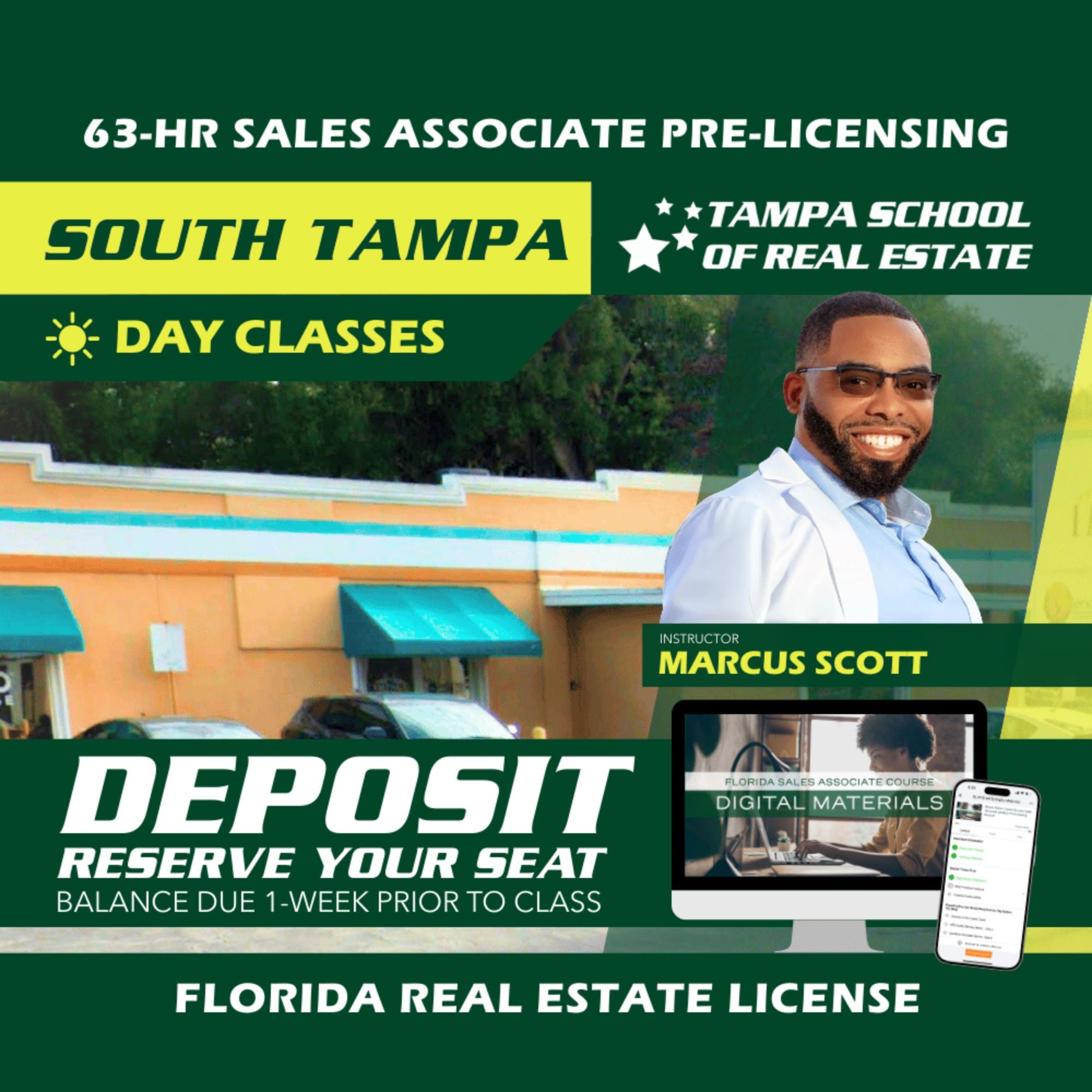 South Tampa | Dec 8 8:00am | 63-HR FL Real Estate Classes SLPRE TSRE South Tampa | Tampa School of Real Estate Deposit - Balance Due Prior to Class