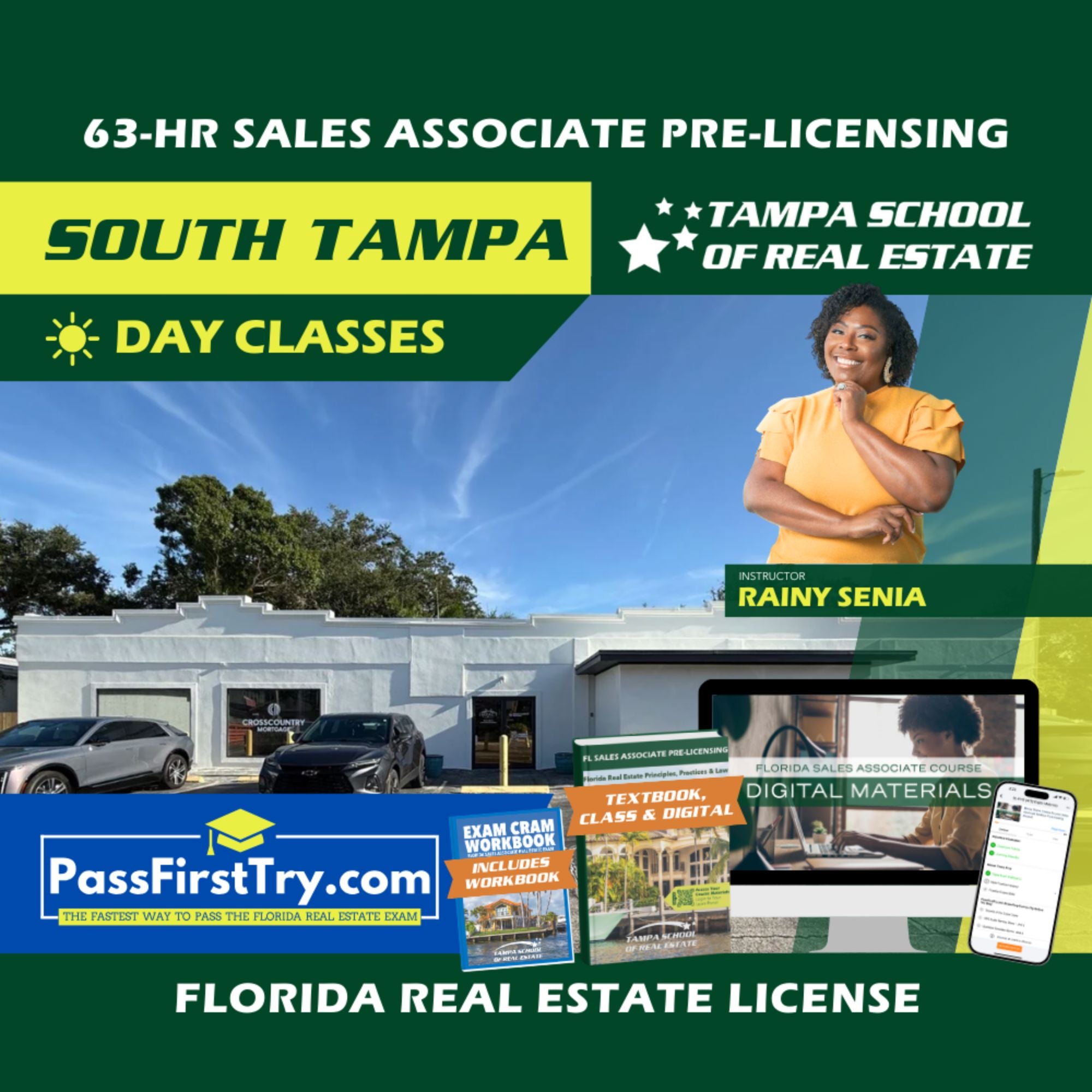 South Tampa | Jan 5 8:30am | 63-HR FL Real Estate Classes SLPRE TSRE South Tampa | Tampa School of Real Estate + PassFirstTry.com Study Tools