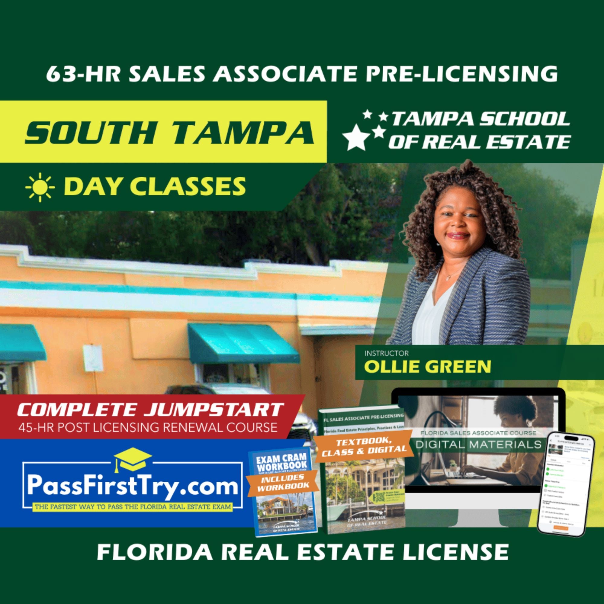 South Tampa | Oct 20 8:30am | 63-HR FL Real Estate Classes SLPRE TSRE South Tampa | Tampa School of Real Estate + Jumpstart: PassFirstTry & 45-HR Post Licensing