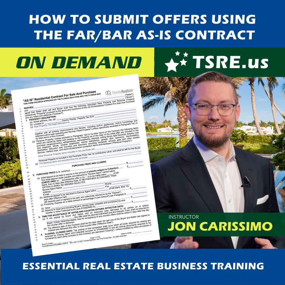 Pre-Order: How to Submit Offers Using the FAR/BAR AS-IS Contract TSRE | Tampa School of Real Estate