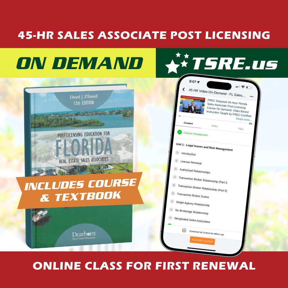 FL 45-HR Online Post License Course (Video On-Demand) SLPOST-ONLINE learn.at.tsre.us 