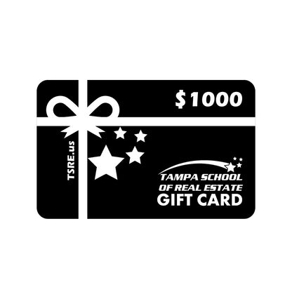 Giftcard Gift Cards TSRE | Tampa School of Real Estate $1000 Black 