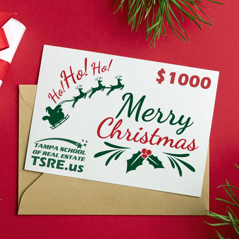 Giftcard Gift Cards TSRE | Tampa School of Real Estate $1000 Merry Christmas 