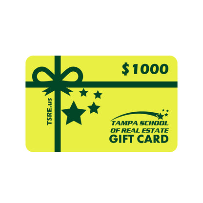 Giftcard Gift Cards TSRE | Tampa School of Real Estate $1000 Yellow 