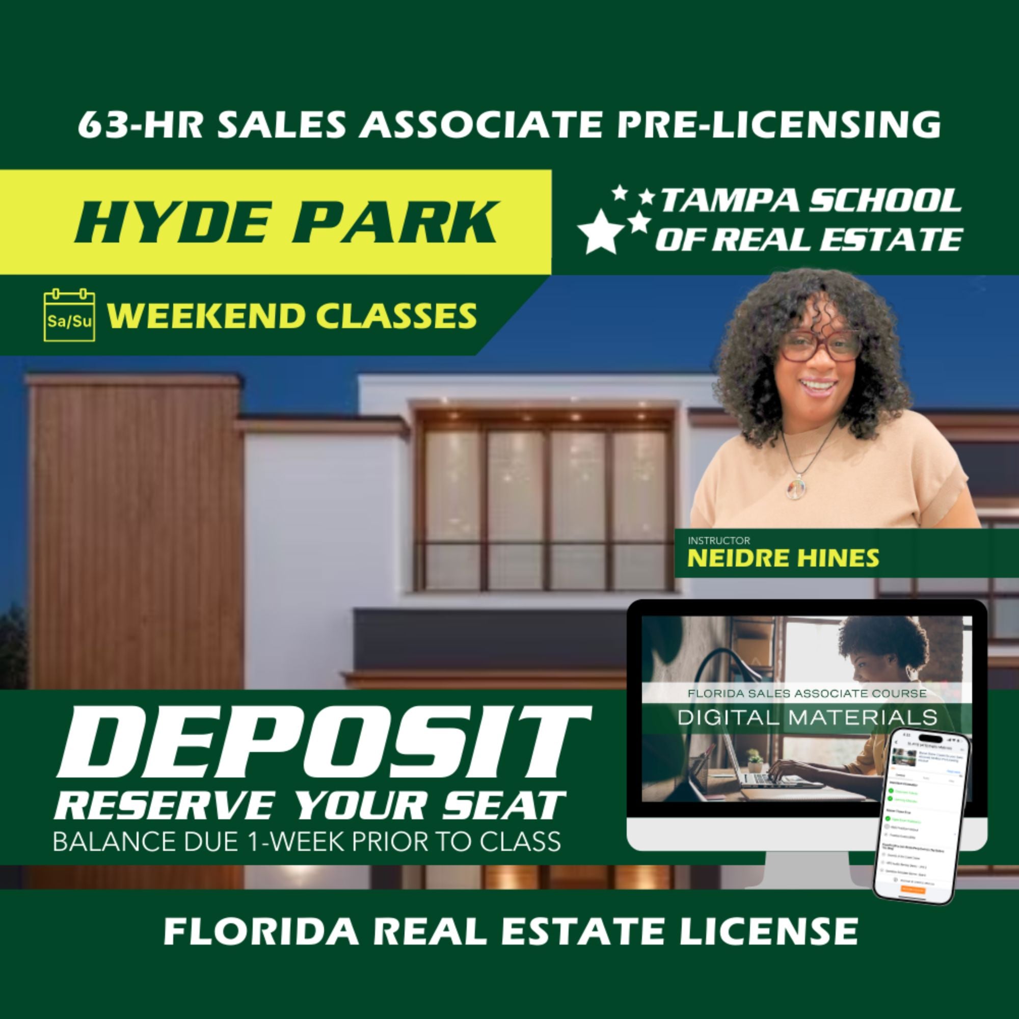 Hyde Park | Sep 5 9:00am | 63-HR FL Real Estate Classes SLPRE TSRE Hyde Park | Tampa School of Real Estate Deposit - Balance Due Prior to Class 