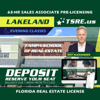 Lakeland | Apr 6 6:30pm | 63-HR FL Real Estate Classes SLPRE TSRE Lakeland | Tampa School of Real Estate Deposit - Balance Due Prior to Class 
