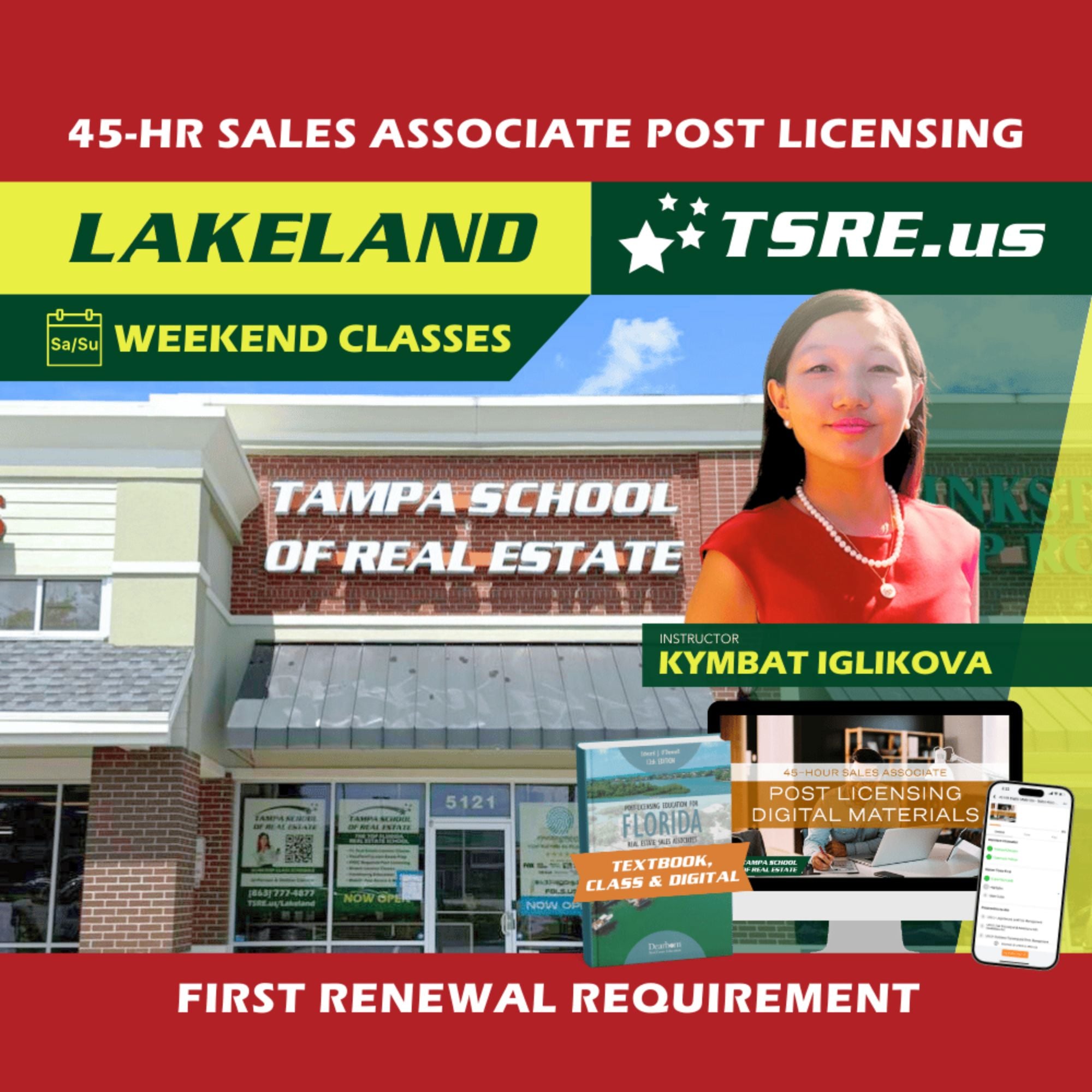 Lakeland | Mar 14 8:30am | 45-HR FL Post Licensing Course SLPOST TSRE Lakeland | Tampa School of Real Estate Full Tuition 