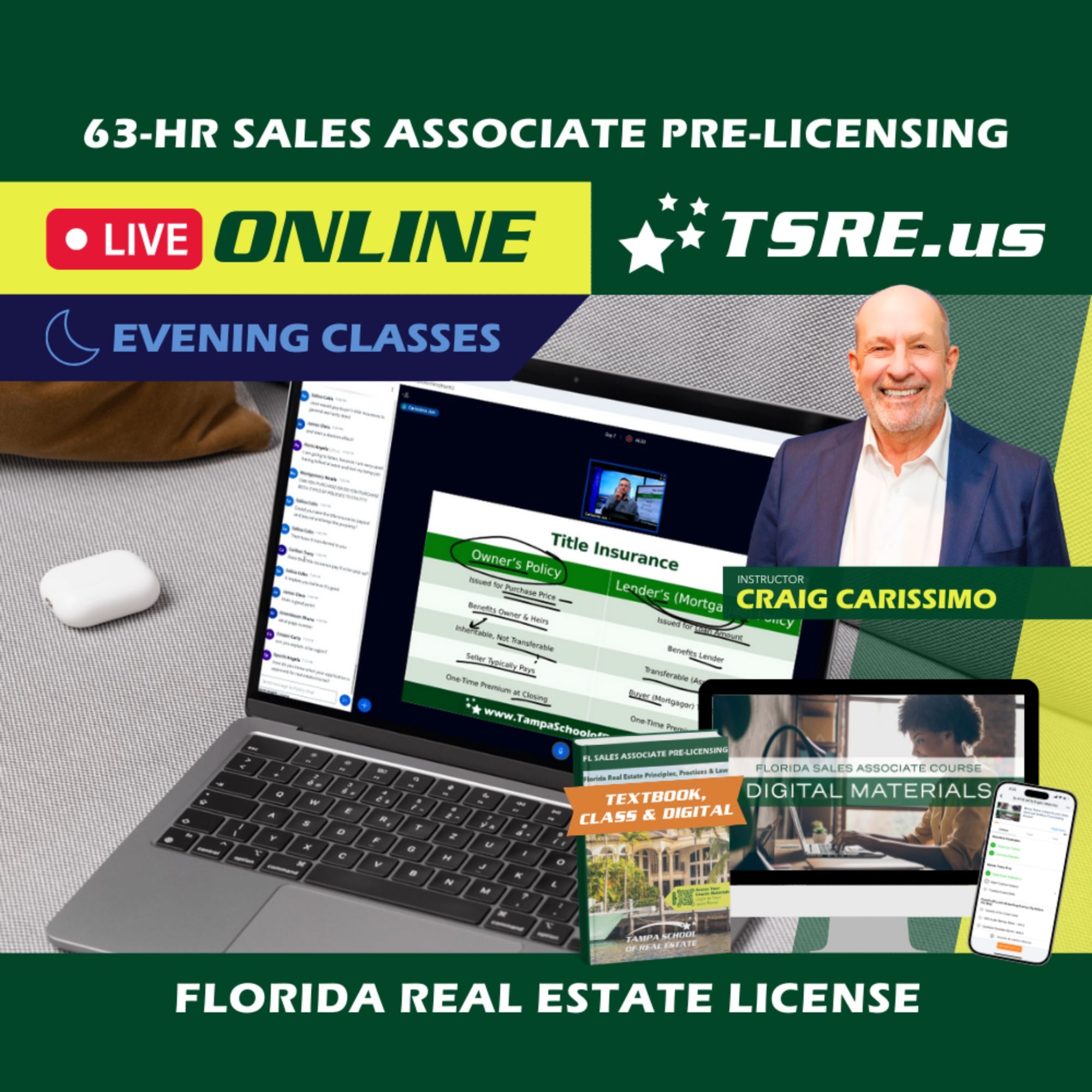 LIVE Online | Apr 20 6:30pm | 63-HR FL Real Estate Classes SLPRE TSRE LIVE Online | Tampa School of Real Estate Full Tuition 