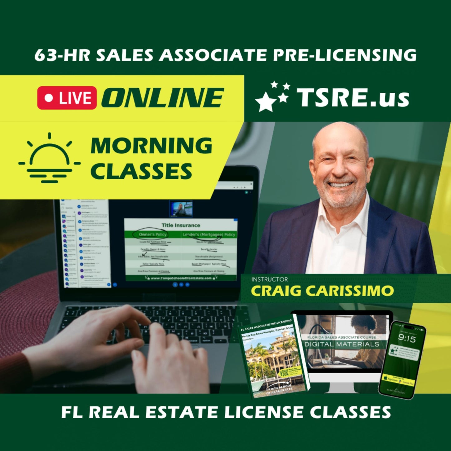 LIVE Online | Dec 1 9:00am | 63-HR FL Real Estate Classes SLPRE TSRE LIVE Online | Tampa School of Real Estate 