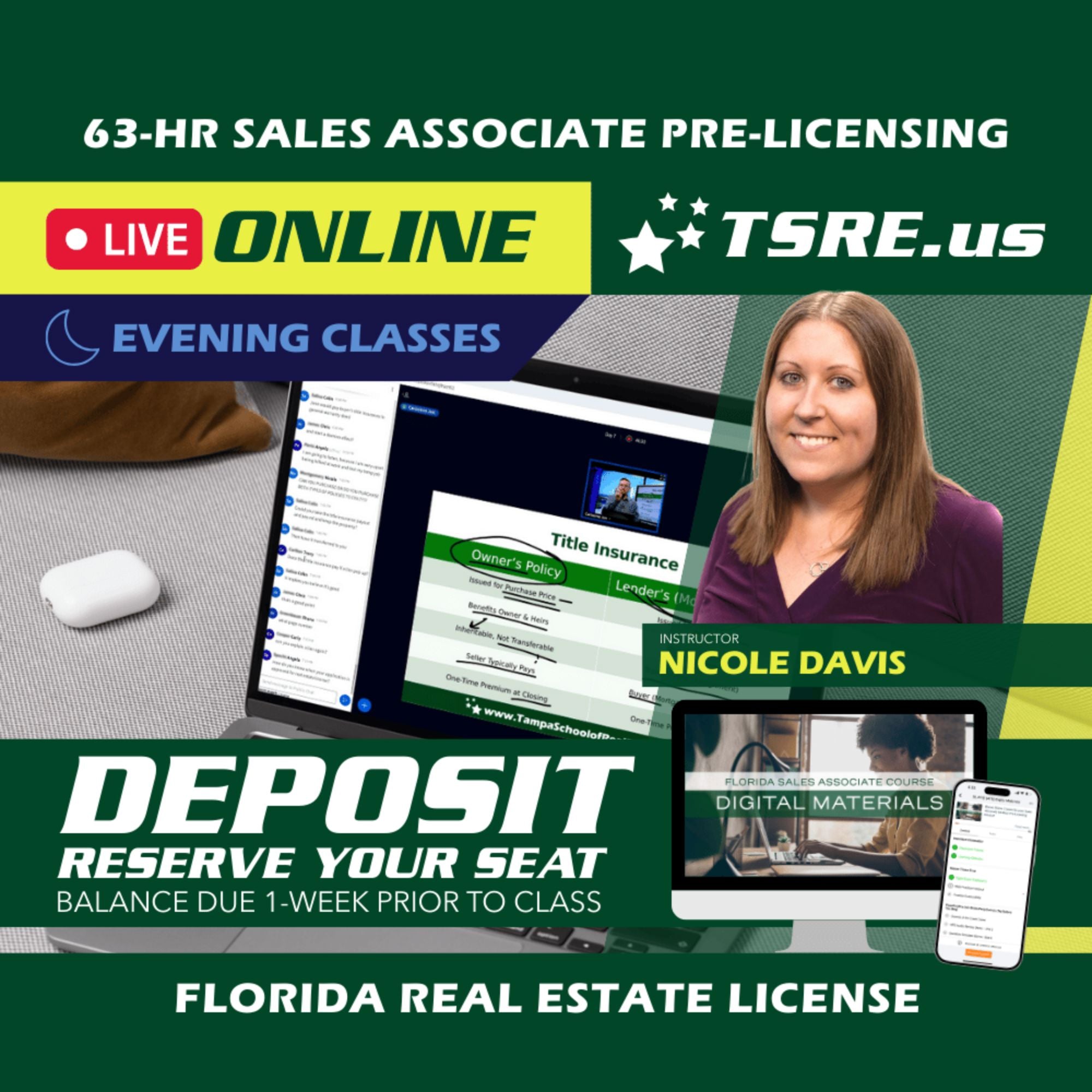 LIVE Online | Feb 10 6:30pm | 63-HR FL Real Estate Classes SLPRE TSRE LIVE Online | Tampa School of Real Estate Deposit - Balance Due Prior to Class 