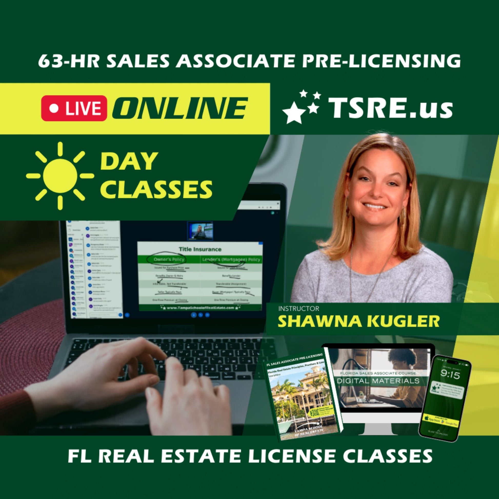 LIVE Online | Jan 7 10:00am | 63-HR FL Real Estate Classes SLPRE TSRE LIVE Online | Tampa School of Real Estate 