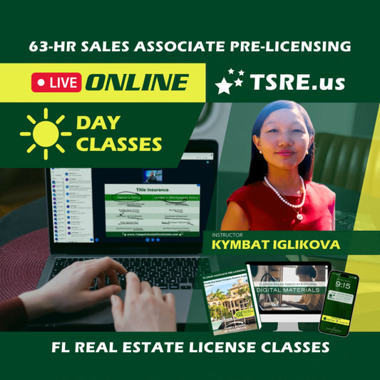 LIVE Online | Jul 22 8:30am | 63-HR FL Real Estate Classes SLPRE TSRE LIVE Online | Tampa School of Real Estate 