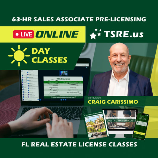 LIVE Online | Jul 8 9:15am | 63-HR FL Real Estate Classes SLPRE TSRE LIVE Online | Tampa School of Real Estate 