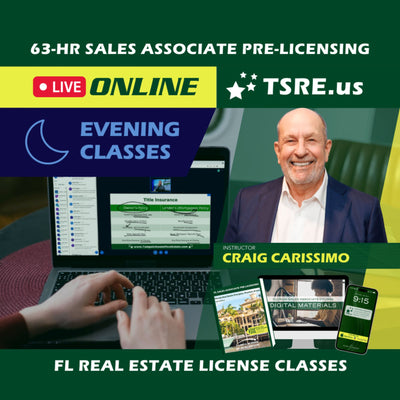 LIVE Online | Mar 11 6:30pm | 63-HR FL Real Estate Classes SLPRE TSRE LIVE Online | Tampa School of Real Estate 