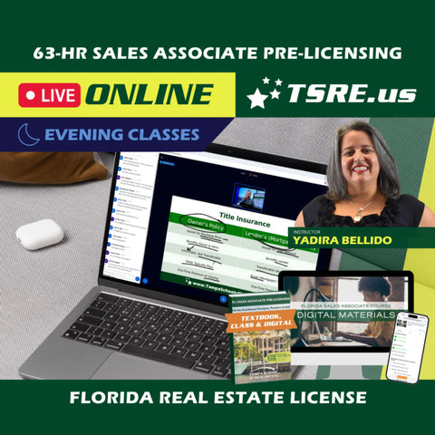 LIVE Online | Mar 16 6:30pm | 63-HR FL Real Estate Classes SLPRE TSRE LIVE Online | Tampa School of Real Estate Full Tuition 