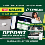 LIVE Online | Oct 12 9:30am | 63-HR FL Real Estate Classes SLPRE TSRE LIVE Online | Tampa School of Real Estate Deposit - Balance Due Prior to Class 