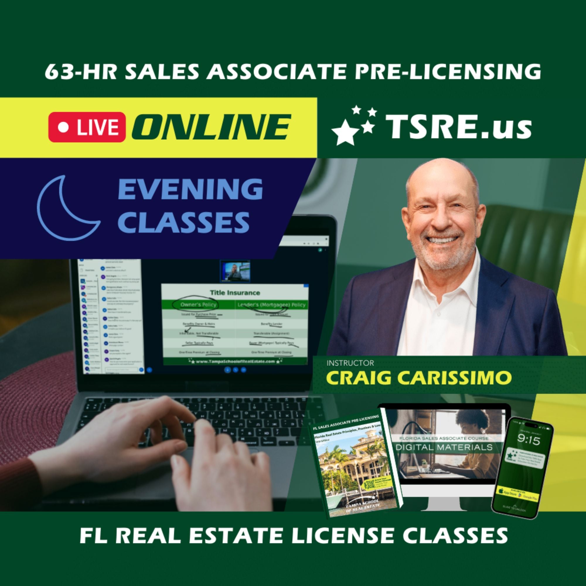 LIVE Online | Oct 19 6:30pm | 63-HR FL Real Estate Classes SLPRE TSRE LIVE Online | Tampa School of Real Estate 