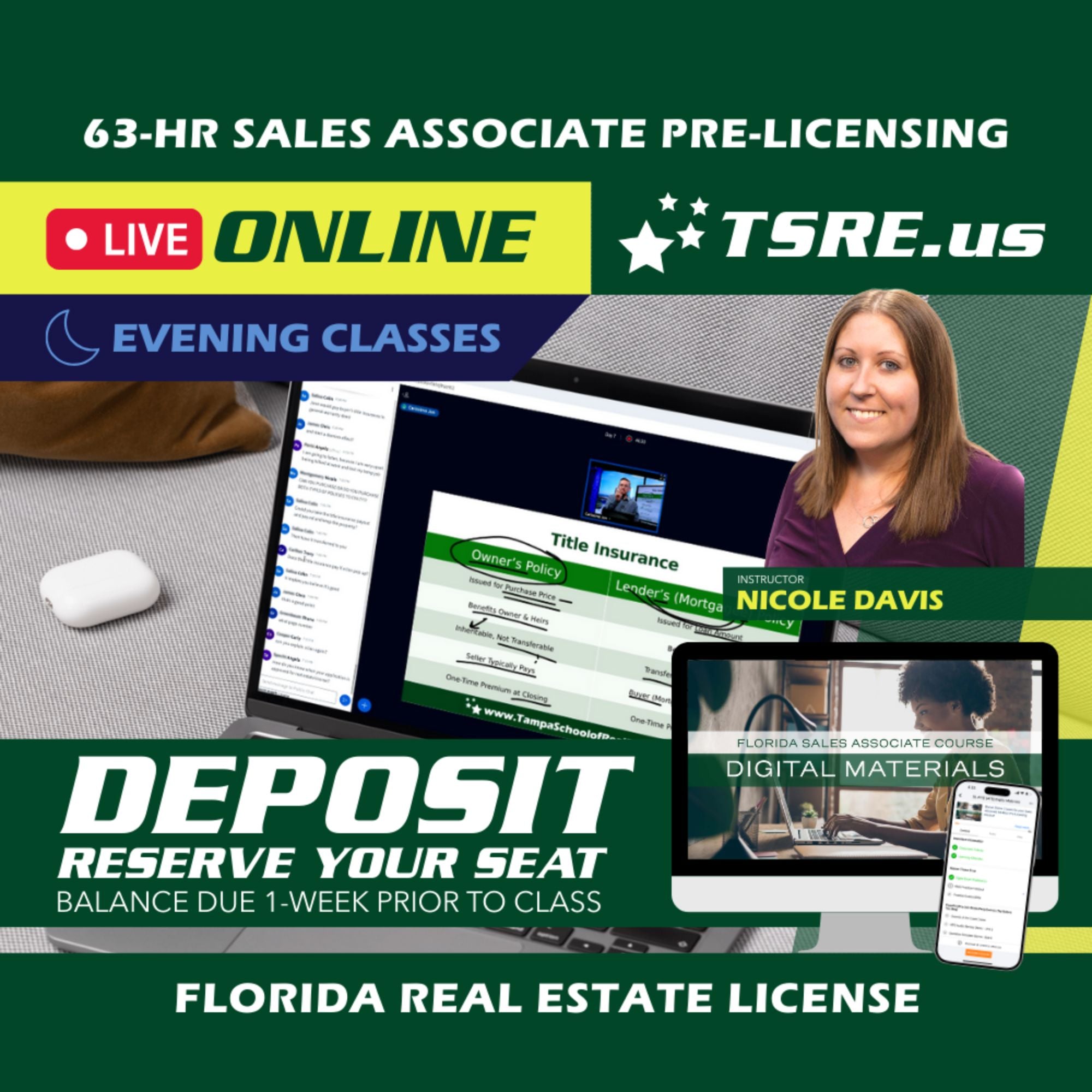 LIVE Online | Oct 20 6:30pm | 63-HR FL Real Estate Classes SLPRE TSRE LIVE Online | Tampa School of Real Estate Deposit - Balance Due Prior to Class 