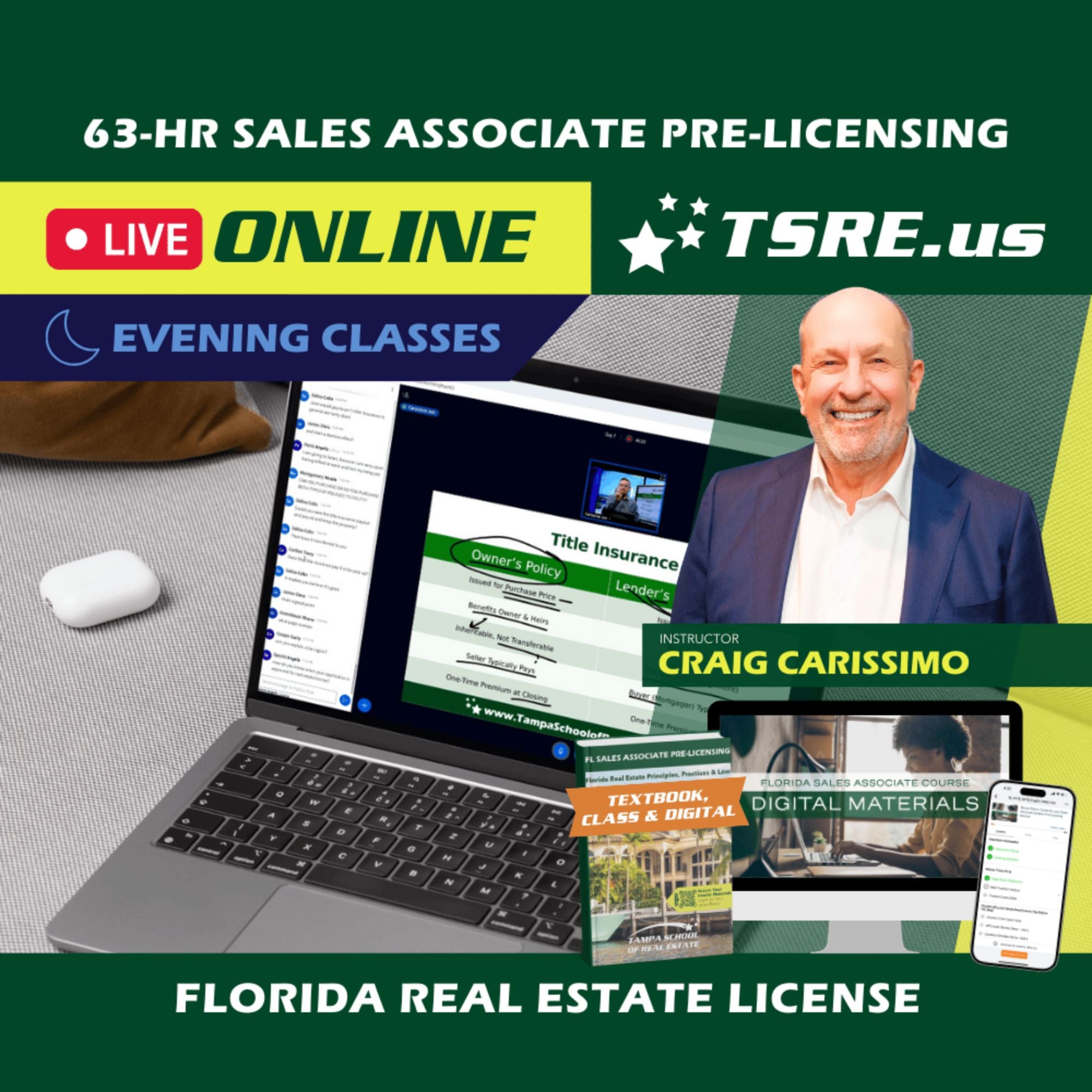 LIVE Online | Oct 20 6:30pm | 63-HR FL Real Estate Classes SLPRE TSRE LIVE Online | Tampa School of Real Estate Full Tuition 