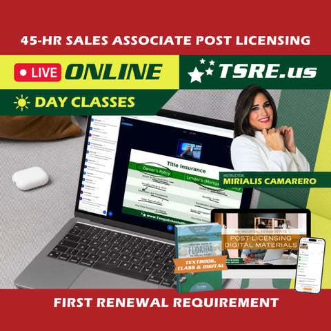 LIVE Online | Sep 21 9:00am | 45-HR FL Post Licensing Course SLPOST TSRE LIVE Online | Tampa School of Real Estate Full Tuition 