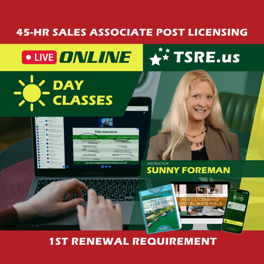 LIVE Online | Sep 23 9:00am | 45-HR FL Post Licensing Course SLPOST TSRE LIVE Online | Tampa School of Real Estate 