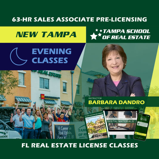 New Tampa | Apr 23 6:30pm | 63-HR FL Real Estate Classes SLPRE TSRE New Tampa | Tampa School of Real Estate 