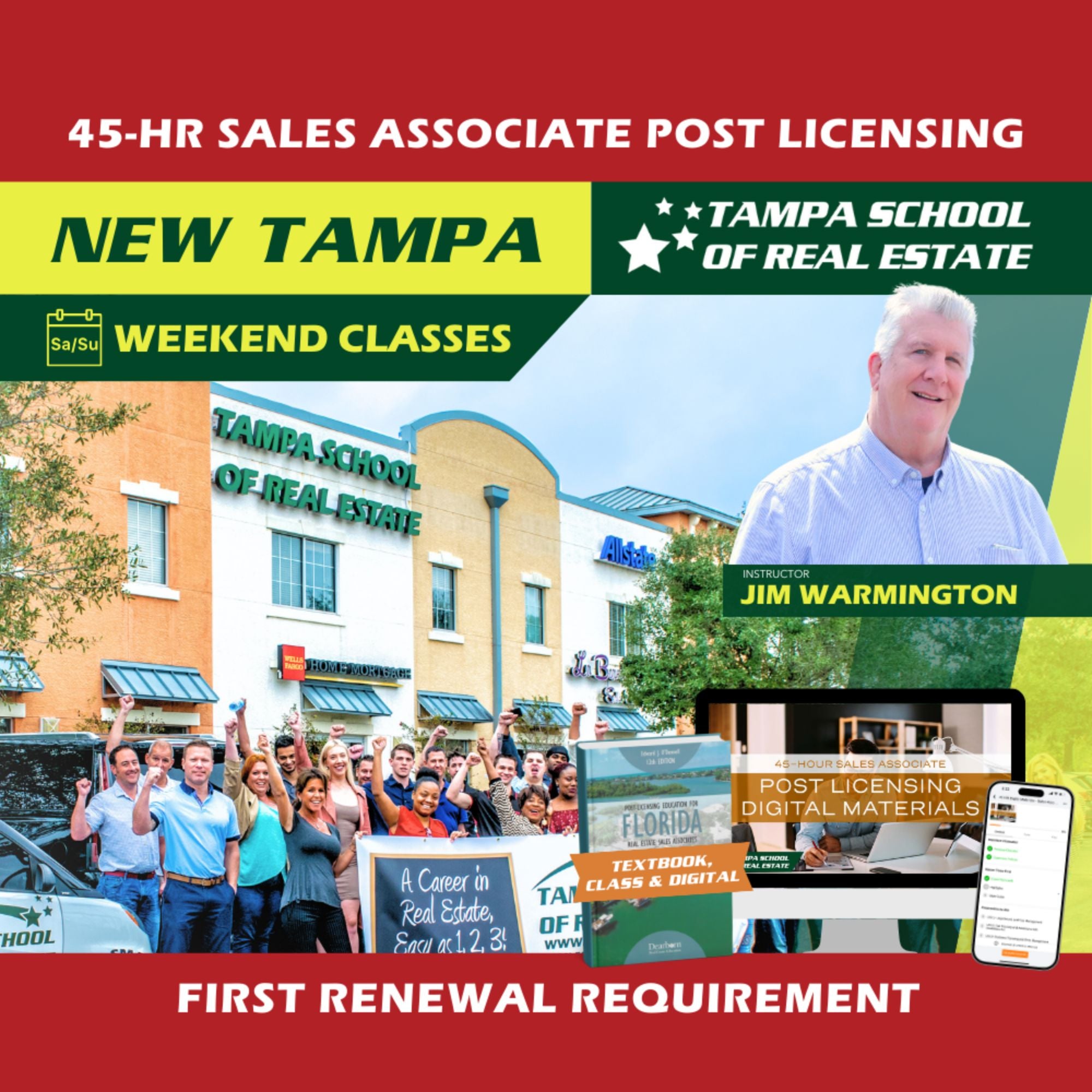 New Tampa | Aug 8 9:00am | 45-HR FL Post Licensing Course SLPOST TSRE New Tampa | Tampa School of Real Estate Full Tuition 