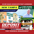 New Tampa | Dec 7 6:00pm | 45-HR FL Post Licensing Course SLPOST TSRE New Tampa | Tampa School of Real Estate Deposit - Balance Due Prior to Class 