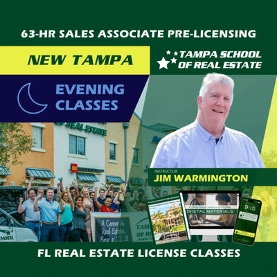 New Tampa | Jun 17 6:30pm | 63-HR FL Real Estate Classes SLPRE TSRE New Tampa | Tampa School of Real Estate 
