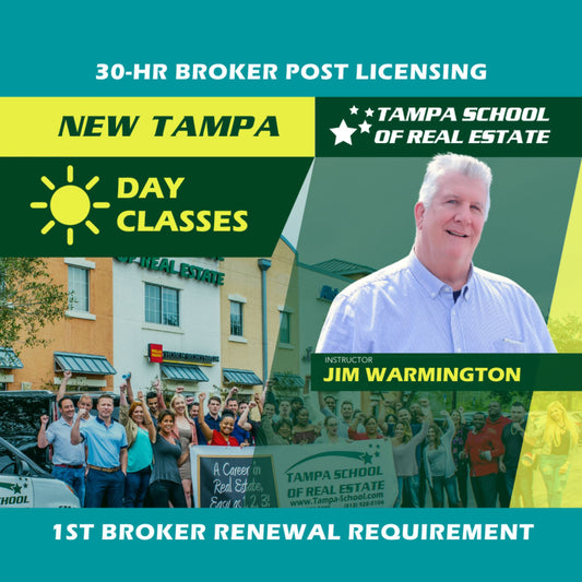 New Tampa | Mar 3 8:30am | 30-HR Broker Post Licensing: Investment Analysis BKINV TSRE New Tampa | Tampa School of Real Estate 