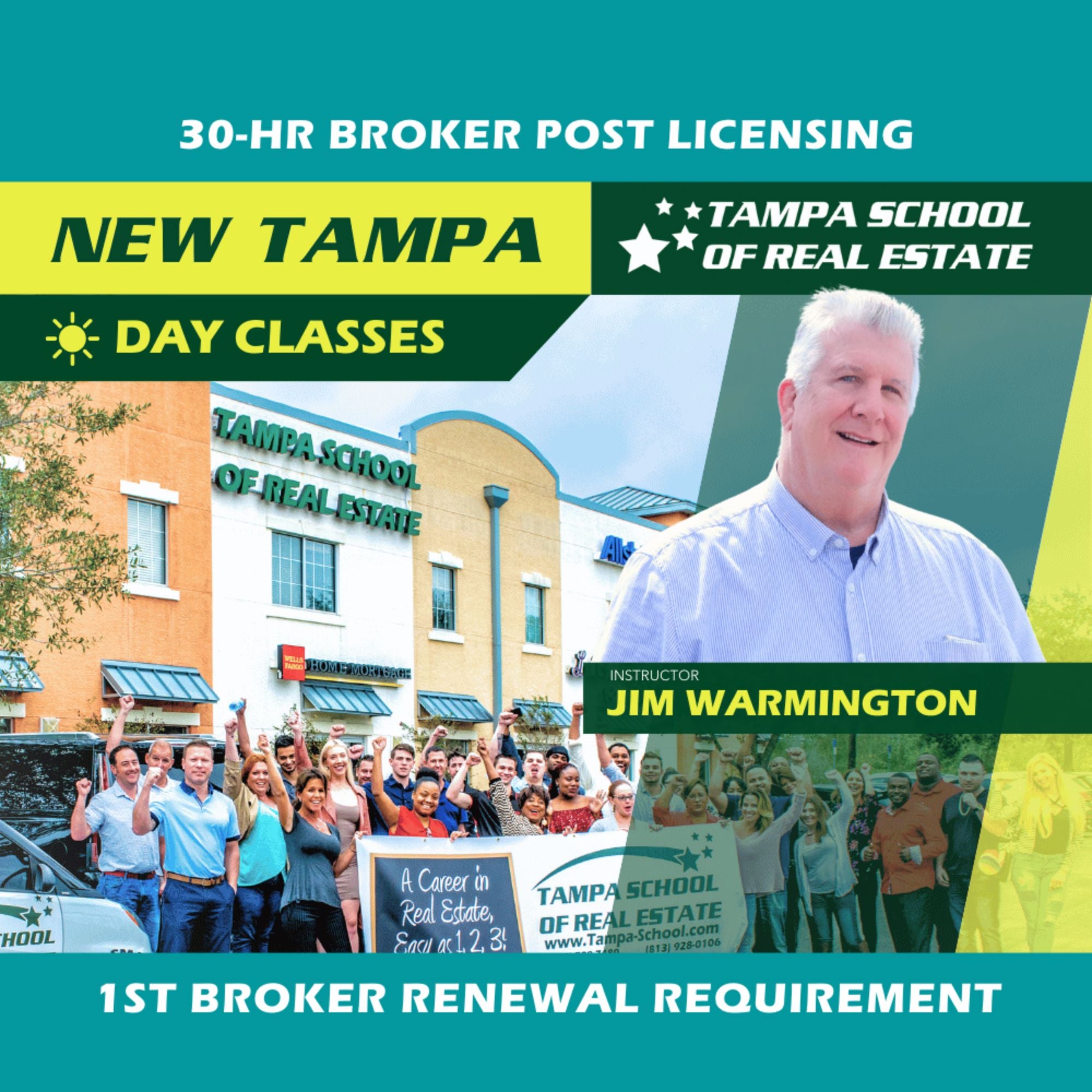 New Tampa | Mar 9 9:00am | 30-HR Broker Post: Investment BKINV TSRE New Tampa | Tampa School of Real Estate Full Tuition 