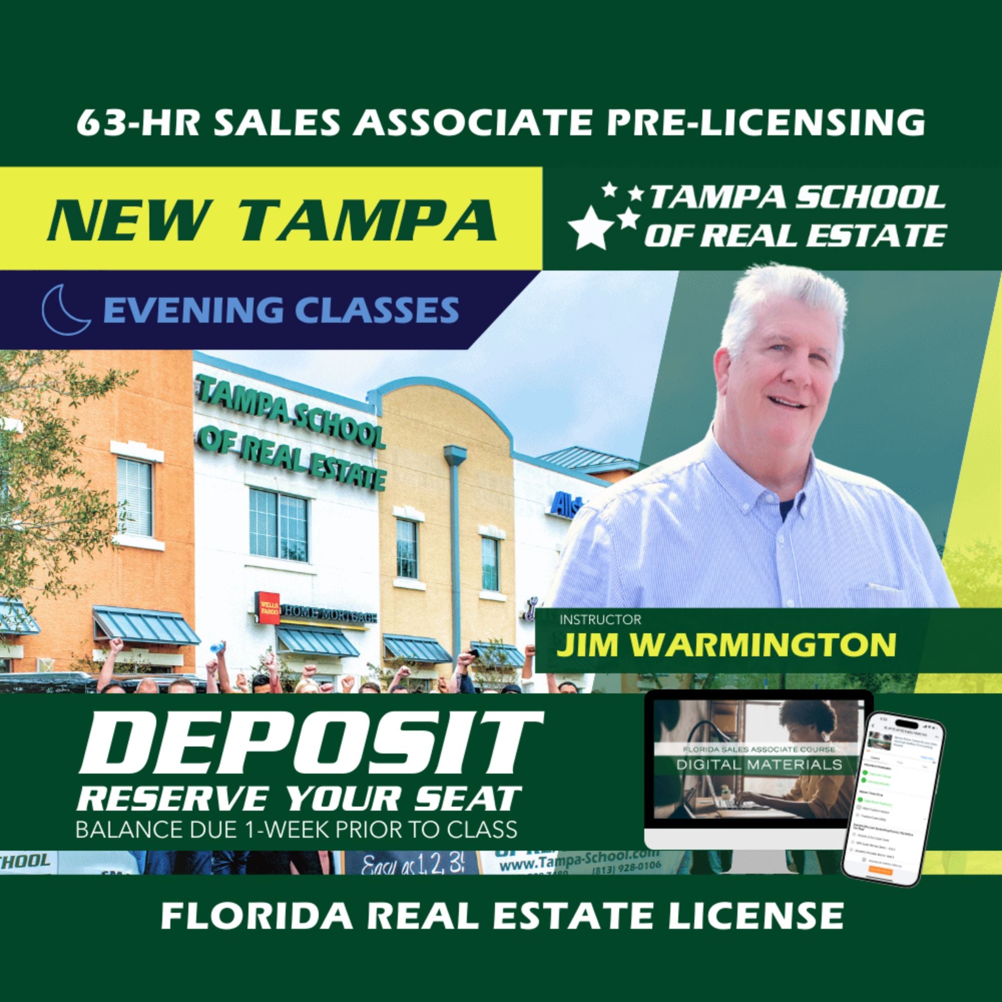 New Tampa | Nov 3 6:30pm | 63-HR FL Real Estate Classes SLPRE TSRE New Tampa | Tampa School of Real Estate Deposit - Balance Due Prior to Class 
