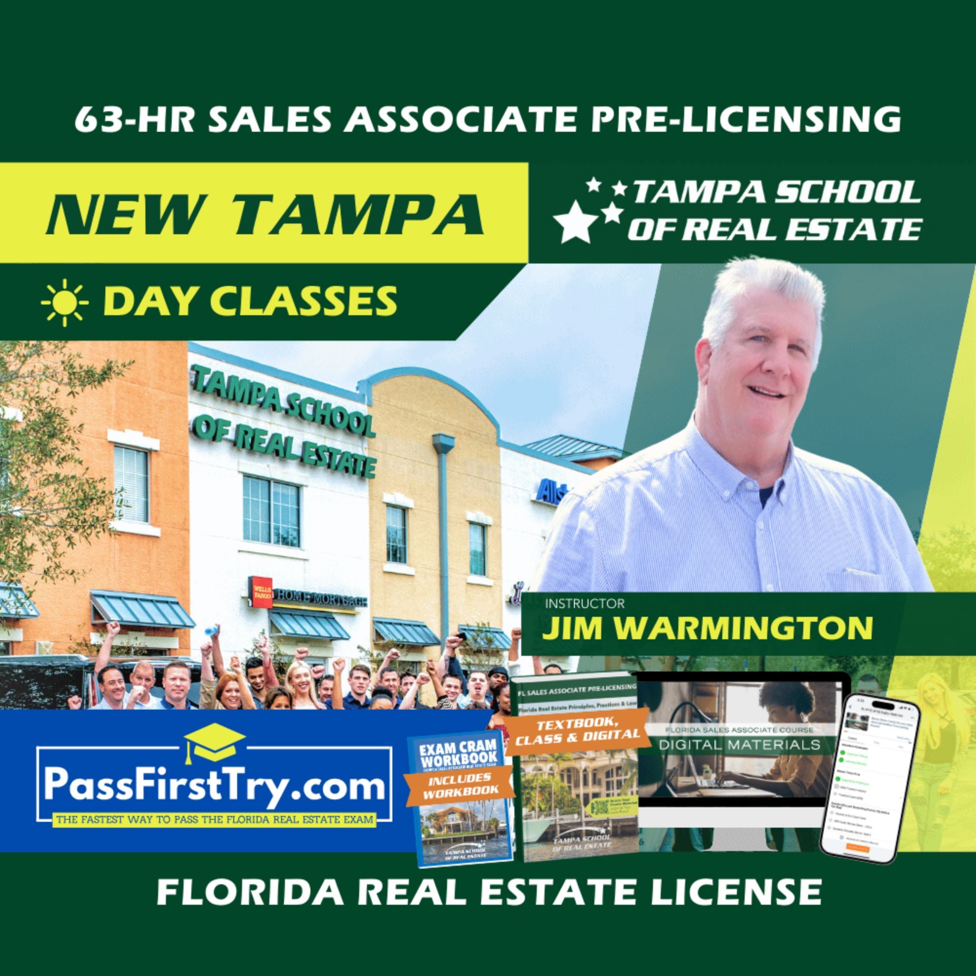 New Tampa | Oct 13 9:00am | 63-HR FL Real Estate Classes SLPRE TSRE New Tampa | Tampa School of Real Estate + PassFirstTry.com Study Tools 