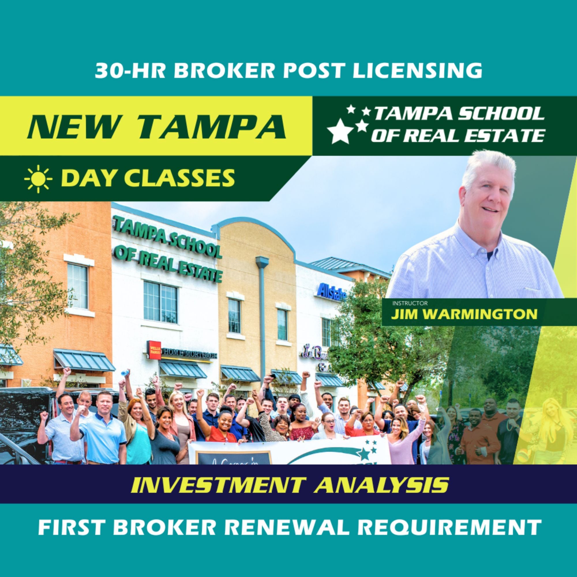 New Tampa | Sep 8 9:00am | 30-HR Broker Post: Investment BKINV TSRE New Tampa | Tampa School of Real Estate Full Tuition 