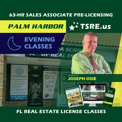 Palm Harbor | Apr 2 6:30pm | 63-HR FL Real Estate Classes SLPRE TSRE Palm Harbor | Tampa School of Real Estate 