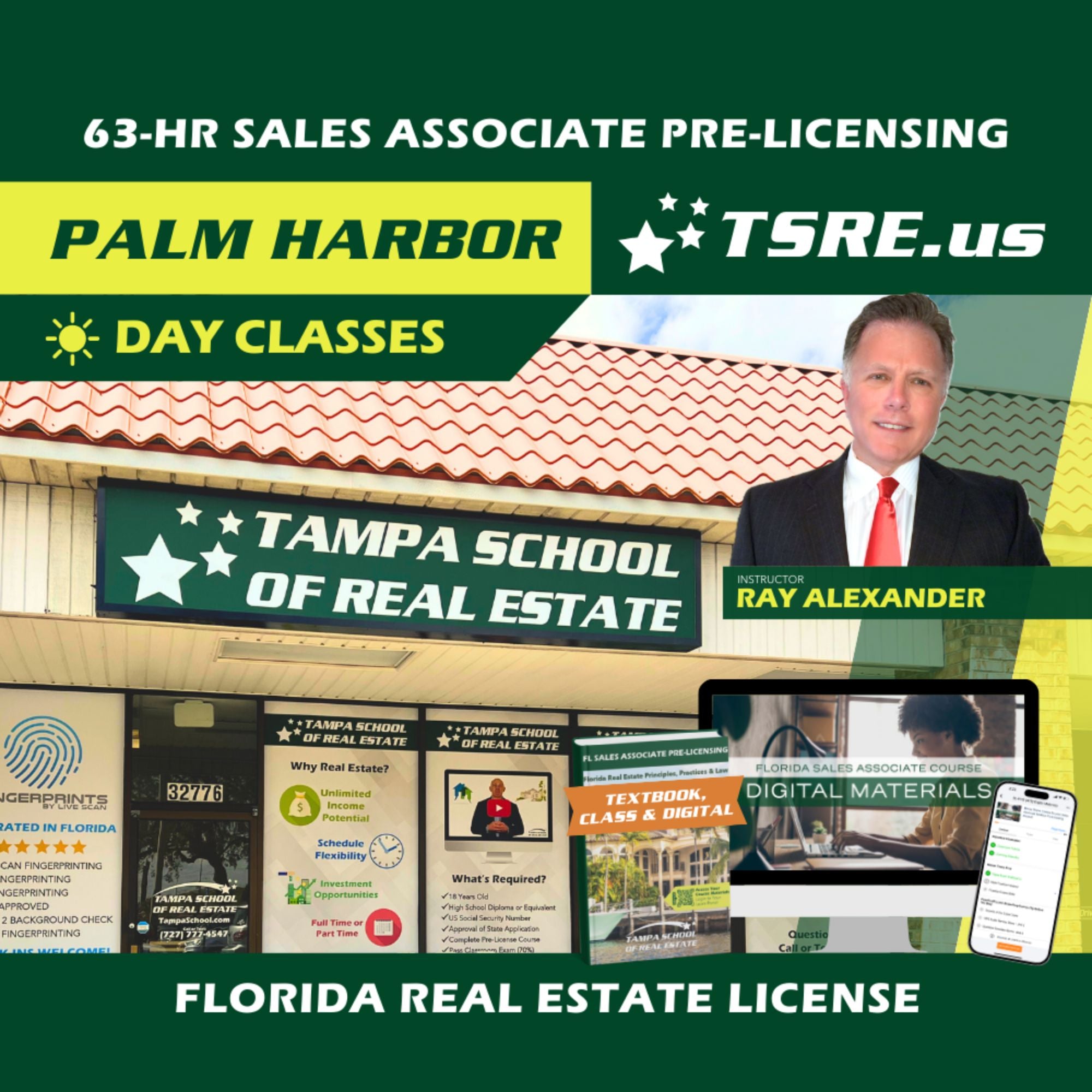 Palm Harbor | Apr 20 9:00am | 63-HR FL Real Estate Classes SLPRE TSRE Palm Harbor | Tampa School of Real Estate Full Tuition 