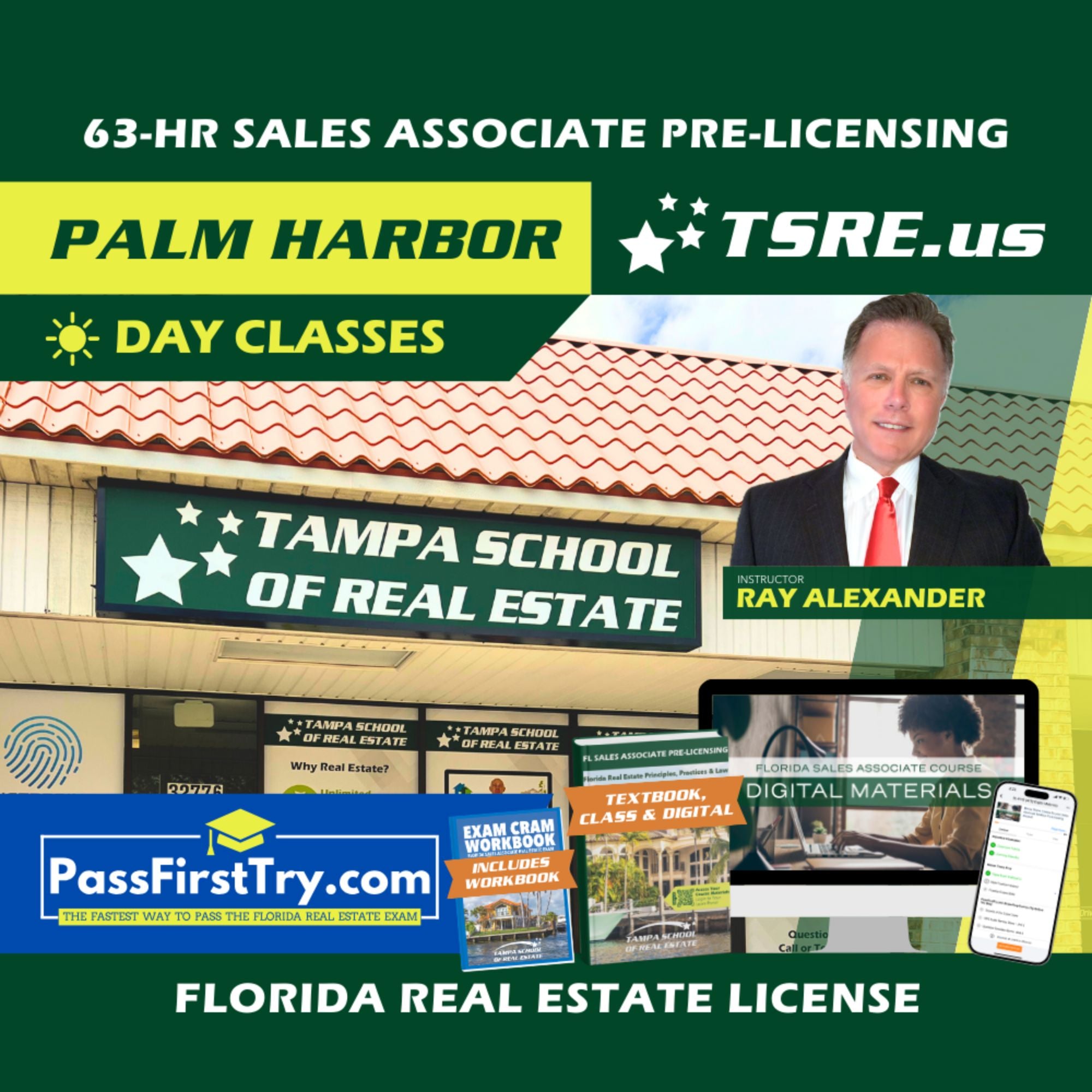Palm Harbor | Apr 20 9:00am | 63-HR FL Real Estate Classes SLPRE TSRE Palm Harbor | Tampa School of Real Estate + PassFirstTry.com Study Tools 