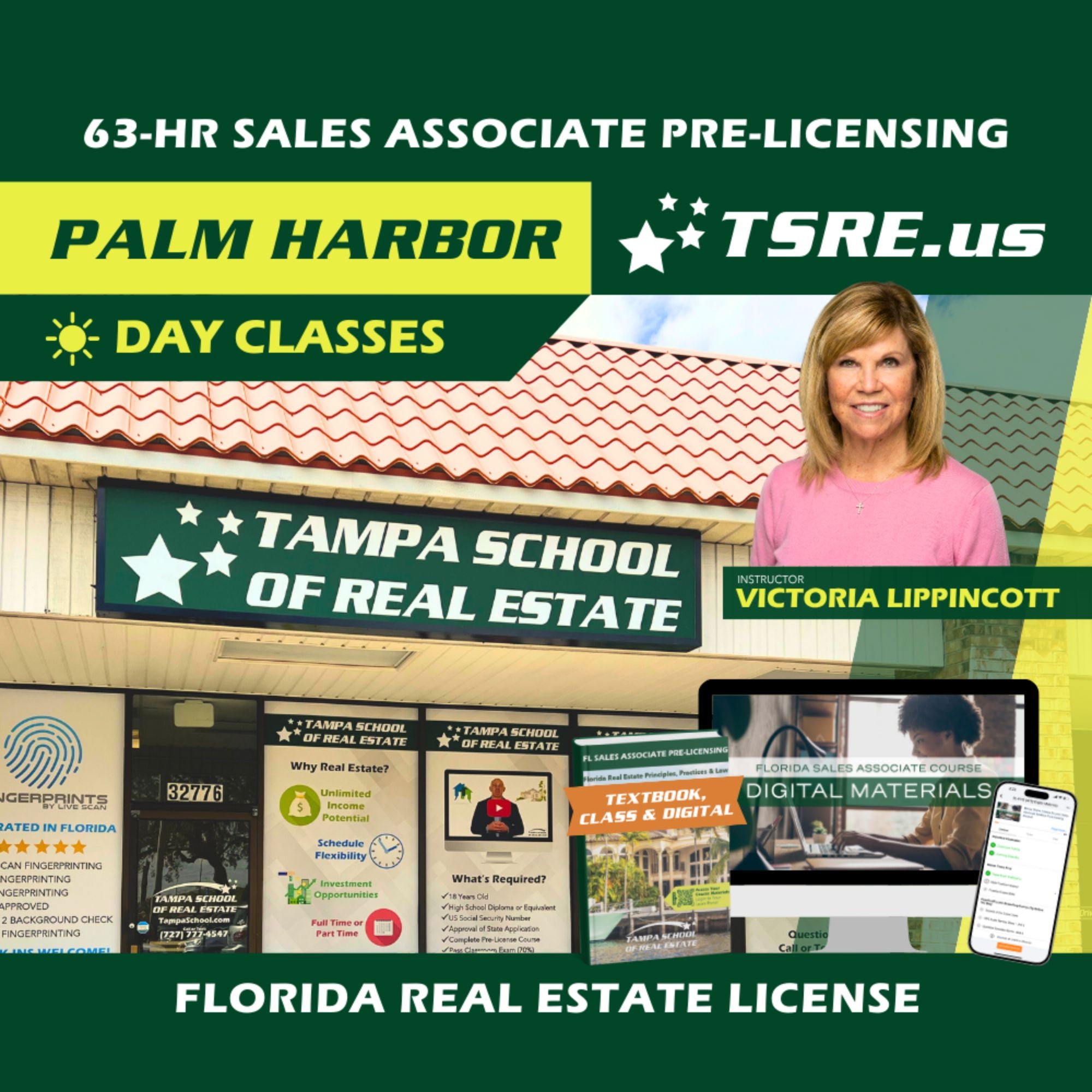 Palm Harbor | Dec 7 9:00am | 63-HR FL Real Estate Classes SLPRE TSRE Palm Harbor | Tampa School of Real Estate Full Tuition 